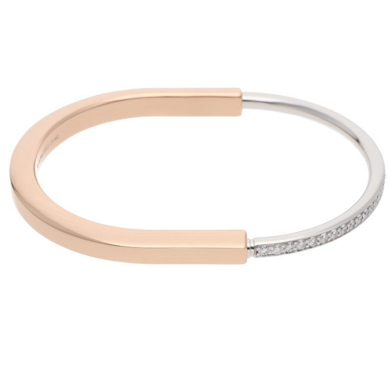 TIFFANY&Co. Lock Half Pave Diamond Bangle Size ONE SIZE