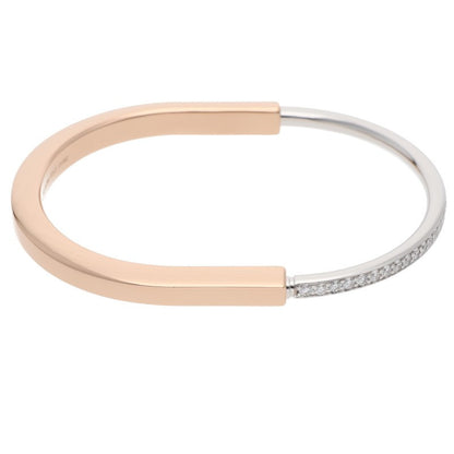 TIFFANY&Co. Lock Half Pave Diamond Bangle Size ONE SIZE