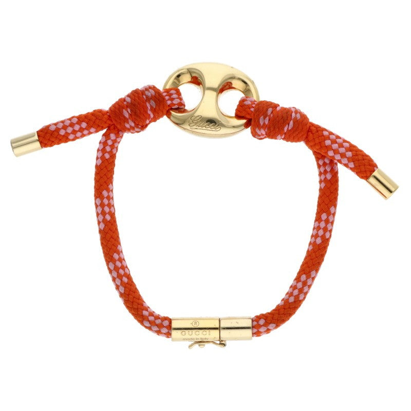 GUCCI Marina Chain Fabric Bracelet Gold Orange Size ONE SIZE