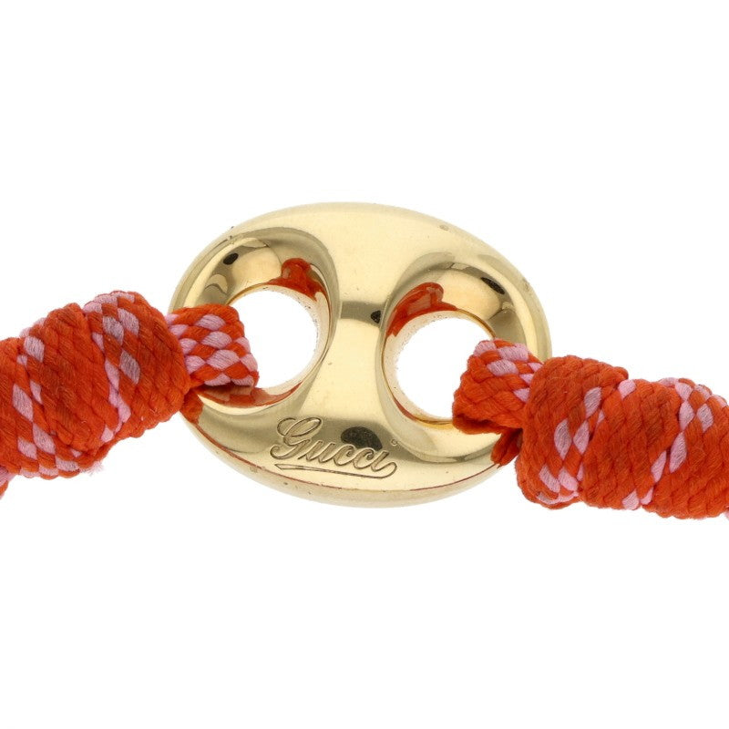 GUCCI Marina Chain Fabric Bracelet Gold Orange Size ONE SIZE