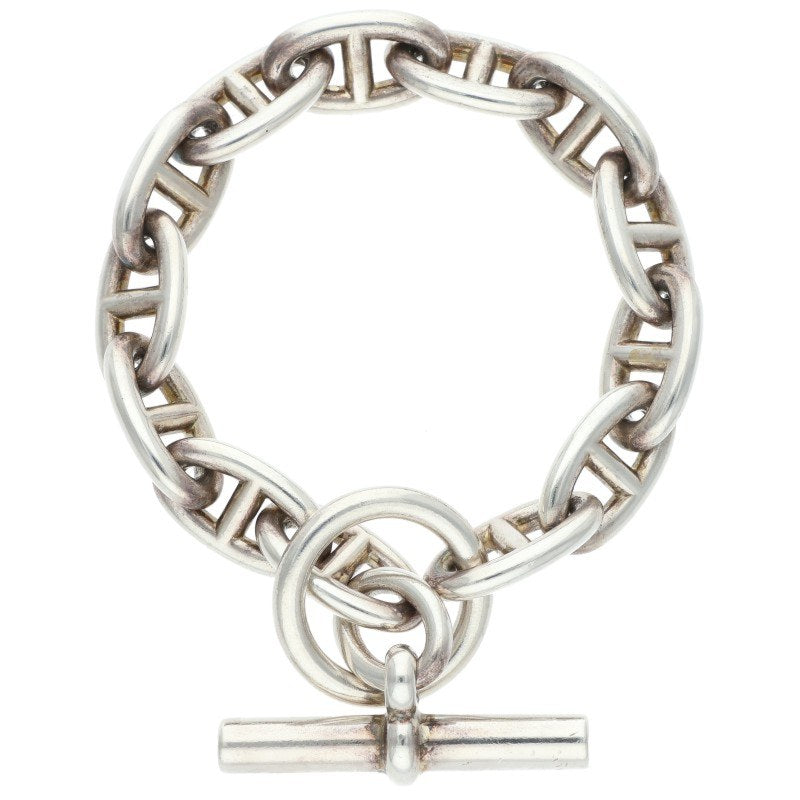 HERMES Chaine d'Ancre GM 925 Silver Bracelet Size ONE SIZE