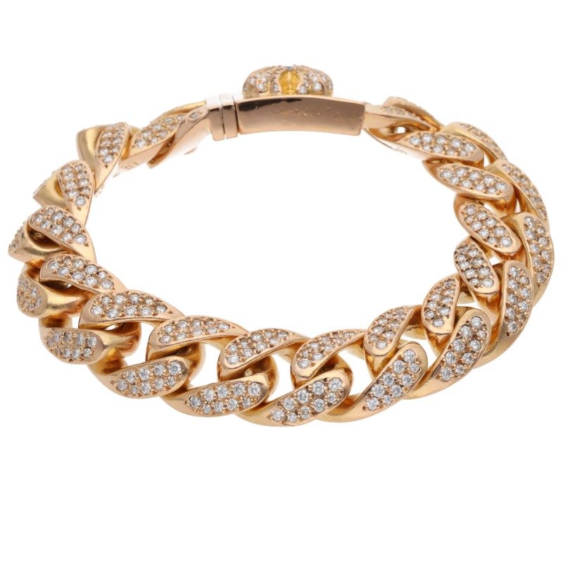 Chrome Hearts 22K Pave Diamond Gold Bracelet Size 15LINK