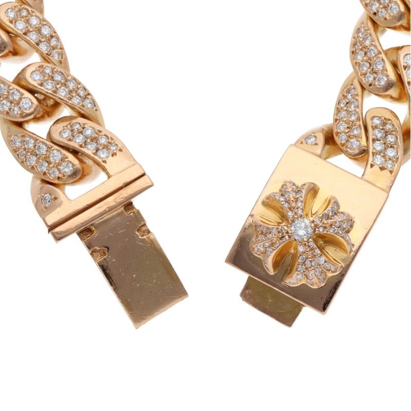 Chrome Hearts 22K Pave Diamond Gold Bracelet Size 15LINK
