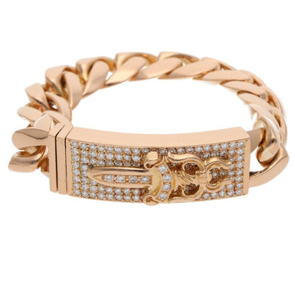 Chrome Hearts 22K Dagger Pave Dia Gold Bracelet Size 13LINK