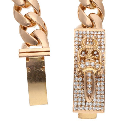 Chrome Hearts 22K Dagger Pave Dia Gold Bracelet Size 13LINK