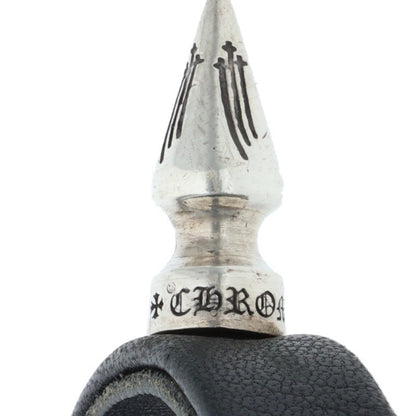Chrome Hearts Leather Bangle Black x Silver (Silver 18.99g)