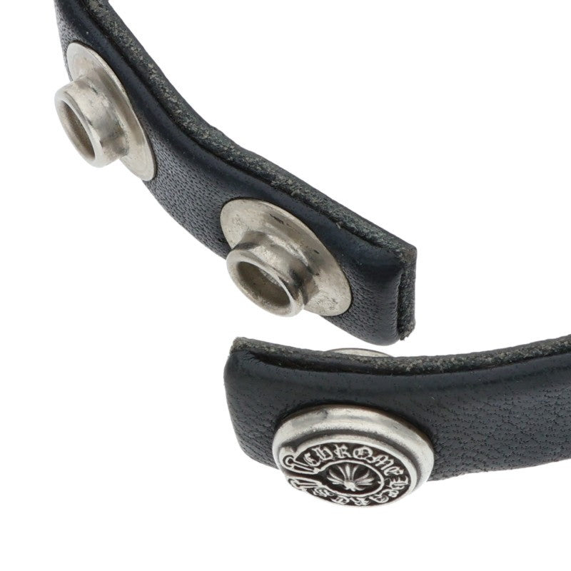 Chrome Hearts Leather Bangle Black x Silver (Silver 18.99g)