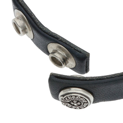 Chrome Hearts Leather Bangle Black x Silver (Silver 18.99g)