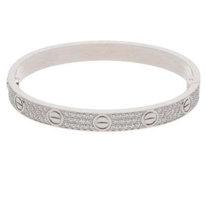 Cartier 18K WG Pave Diamond Love Bracelet Size ONE SIZE