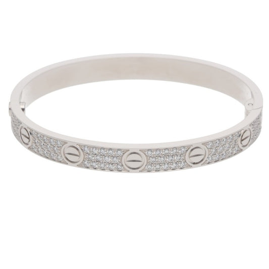 Cartier 18K WG Pave Diamond Love Bracelet Size ONE SIZE