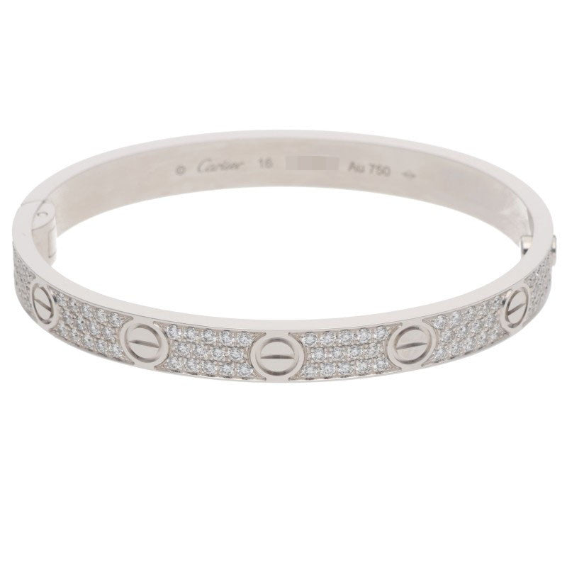 Cartier 18K WG Pave Diamond Love Bracelet Size ONE SIZE
