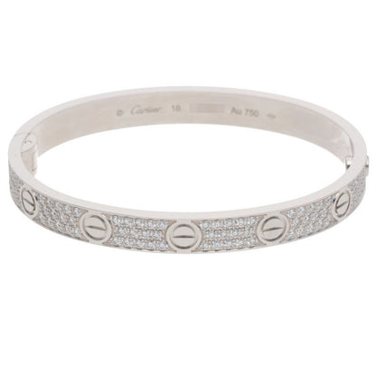 Cartier 18K WG Pave Diamond Love Bracelet Size ONE SIZE