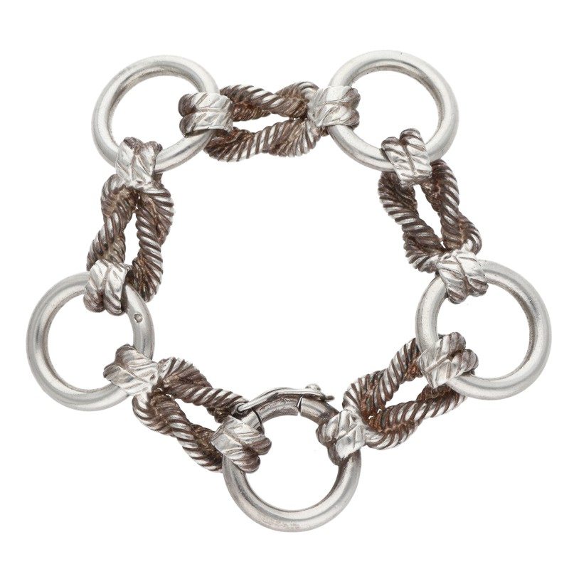 HERMES Audierne Silver Bracelet Size ONE SIZE