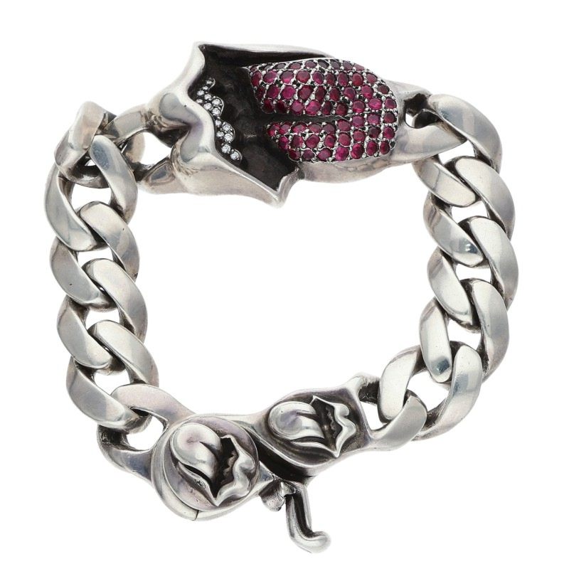 Chrome Hearts Pave Ruby Classic Link Bracelet