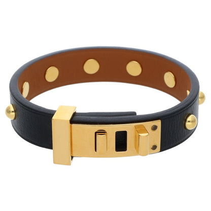HERMES Mini Dog Studded Leather Bracelet Black Size ONE SIZE