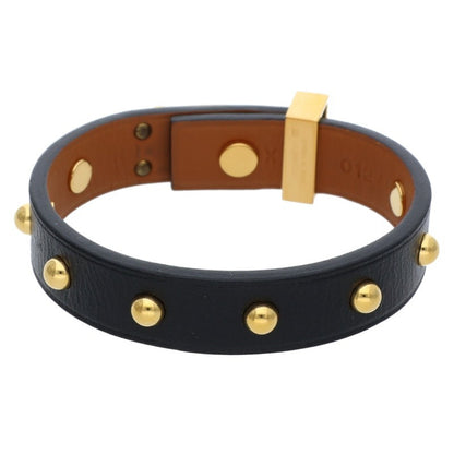 HERMES Mini Dog Studded Leather Bracelet Black Size ONE SIZE