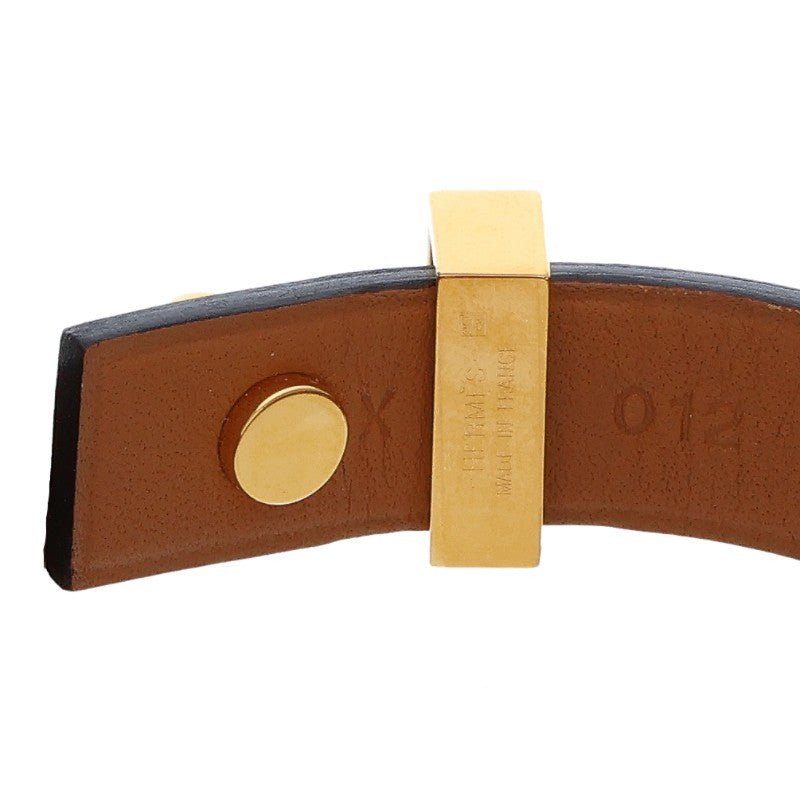 HERMES Mini Dog Studded Leather Bracelet Black Size ONE SIZE