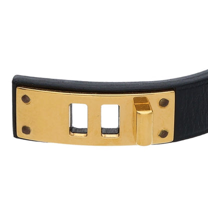 HERMES Mini Dog Studded Leather Bracelet Black Size ONE SIZE