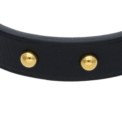 HERMES Mini Dog Studded Leather Bracelet Black Size ONE SIZE