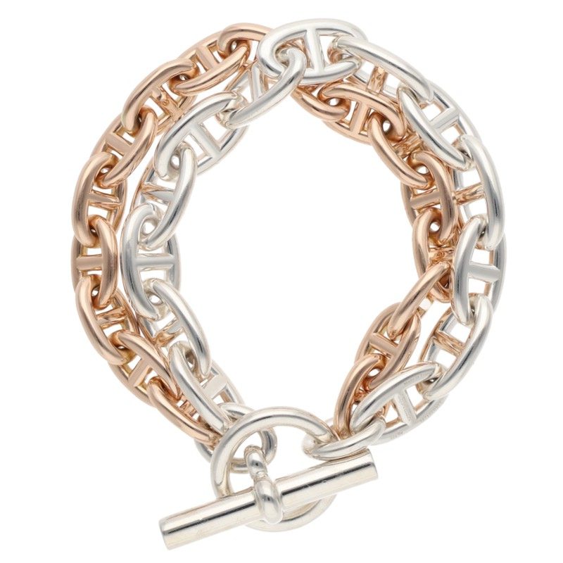 HERMES Chaine d'Ancre Double GM/MM Silver Pink Size ONE SIZE