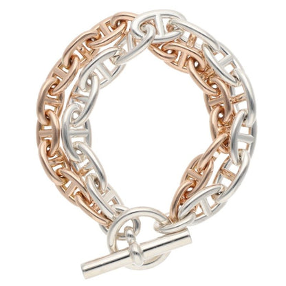 HERMES Chaine d'Ancre Double GM/MM Silver Pink Size ONE SIZE