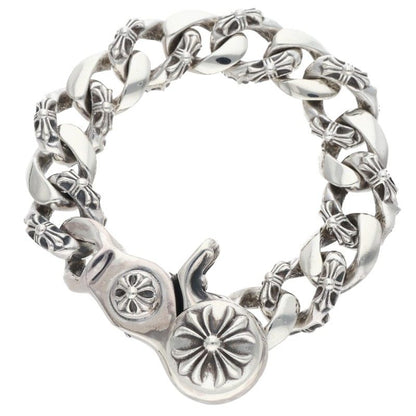 Chrome Hearts FNCY CHN LNK Clip Silver Bracelet Size 13LINK