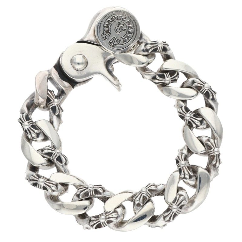 Chrome Hearts FNCY CHN LNK Clip Silver Bracelet Size 13LINK