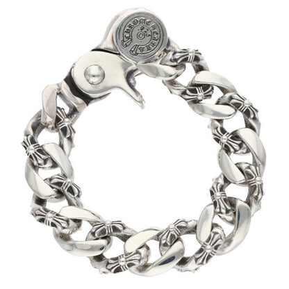Chrome Hearts FNCY CHN LNK Clip Silver Bracelet Size 13LINK