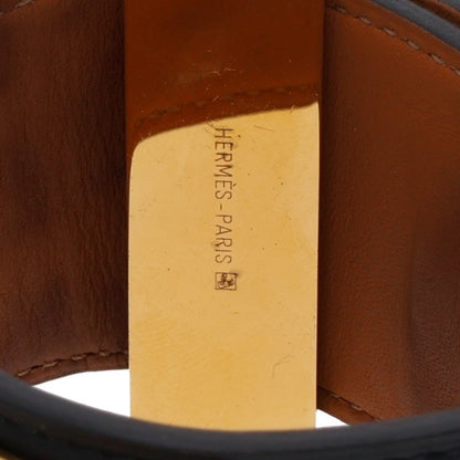 Hermes Collier de Chien Leather Bangle Black Gold Belt Size S