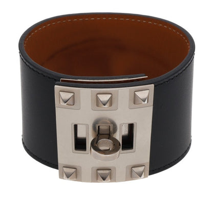 HERMES KellyDog Bangle Black Silver Belt Size L