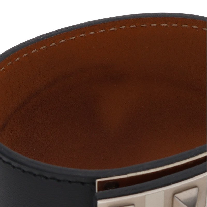 HERMES KellyDog Bangle Black Silver Belt Size L