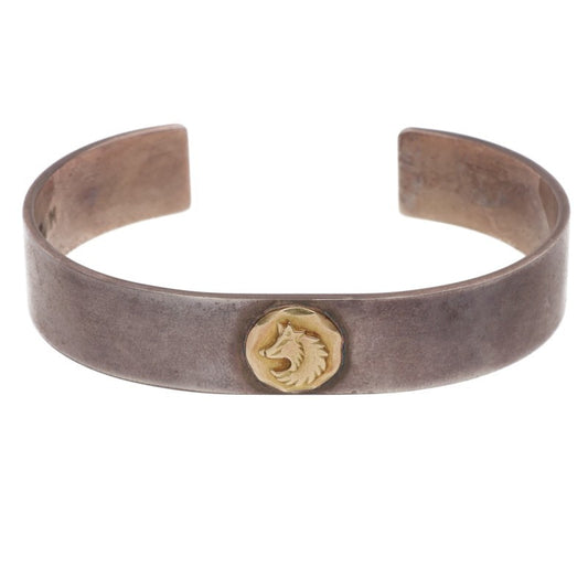 TADY & KING K18 Wolf Flat Bangle Silver Gold Belt Size M