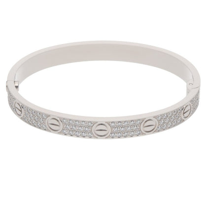 Cartier 18K White Gold Pave Diamond Love Size ONE SIZE
