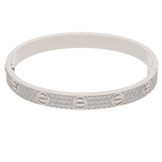 Cartier 18K White Gold Pave Diamond Love Size ONE SIZE