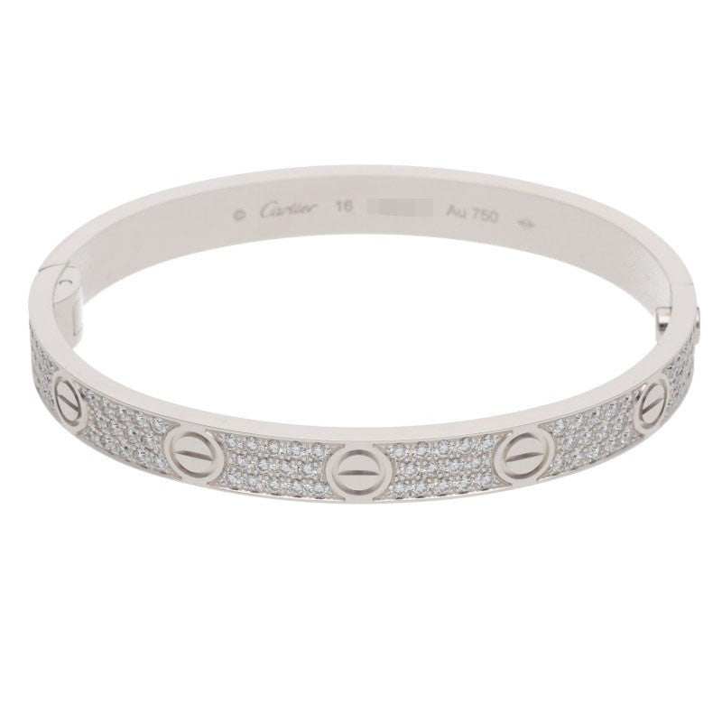 Cartier 18K White Gold Pave Diamond Love Size ONE SIZE