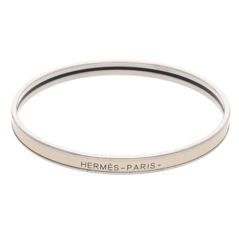 HERMES Uni Enamel Bracelet Silver Off-White Size ONE SIZE