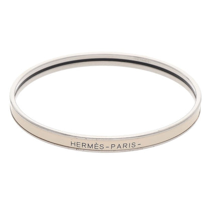HERMES Uni Enamel Bracelet Silver Off-White Size ONE SIZE