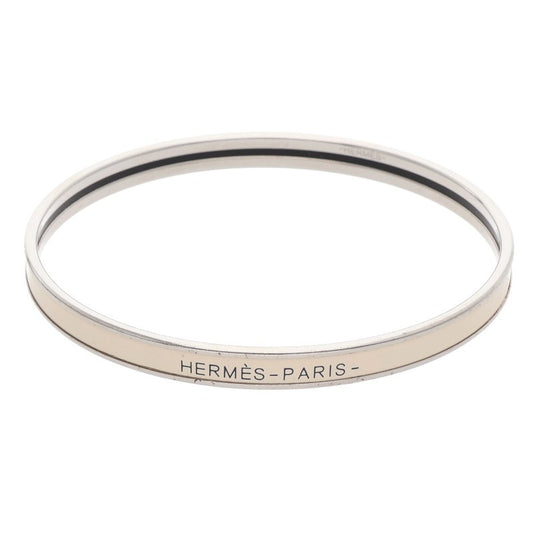 HERMES Uni Enamel Bracelet Silver Off-White Size ONE SIZE