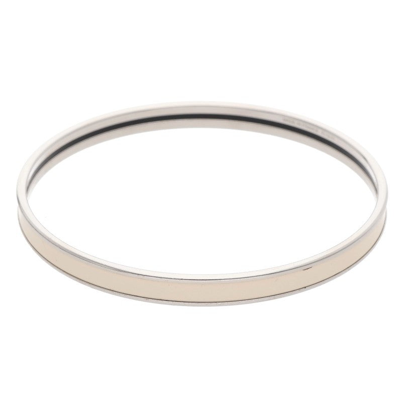 HERMES Uni Enamel Bracelet Silver Off-White Size ONE SIZE
