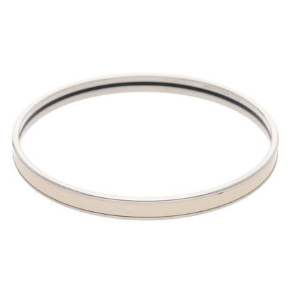 HERMES Uni Enamel Bracelet Silver Off-White Size ONE SIZE