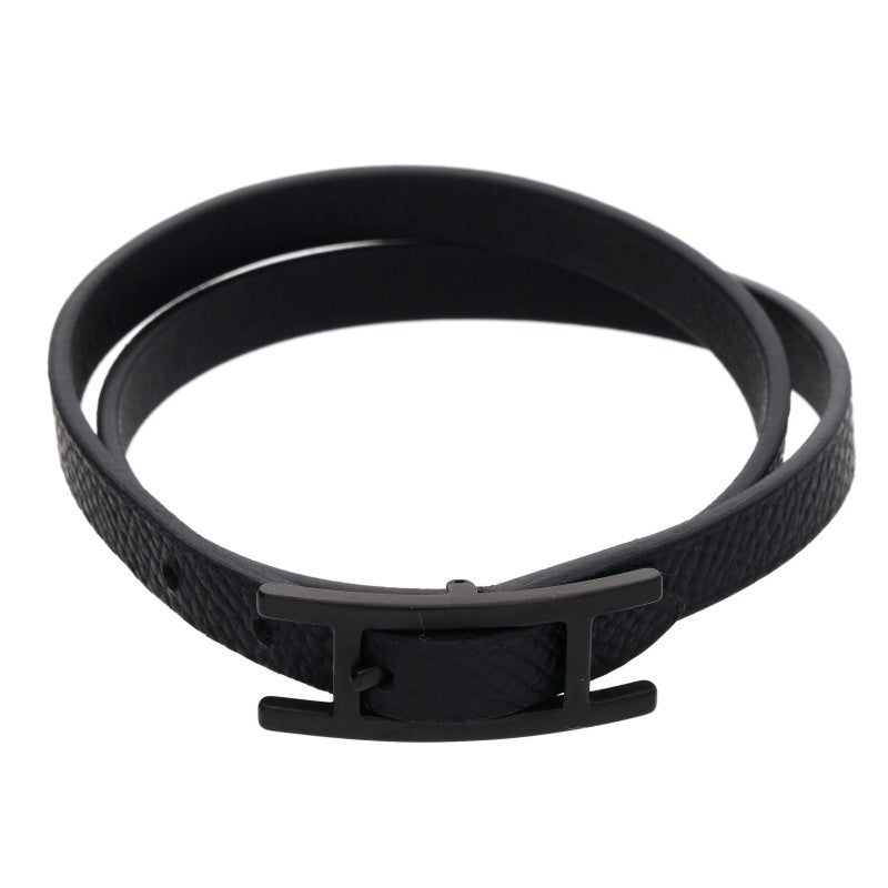 HERMES Behapi Double Tour Bracelet Black Size ONE SIZE