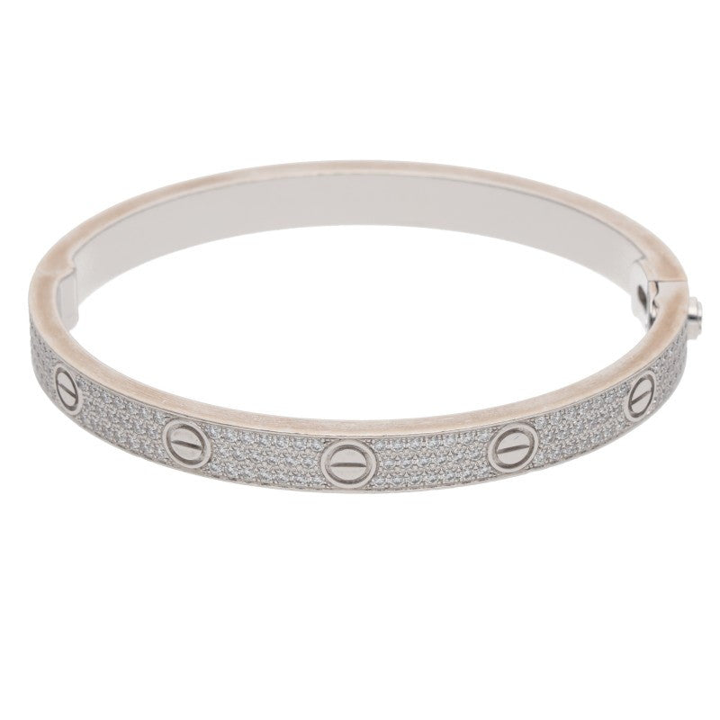 Cartier LOVE BRACELET Pave Diamond 18K WG Size ONE SIZE