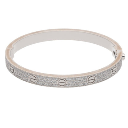 Cartier LOVE BRACELET Pave Diamond 18K WG Size ONE SIZE