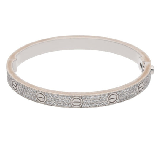 Cartier LOVE BRACELET Pave Diamond 18K WG Size ONE SIZE