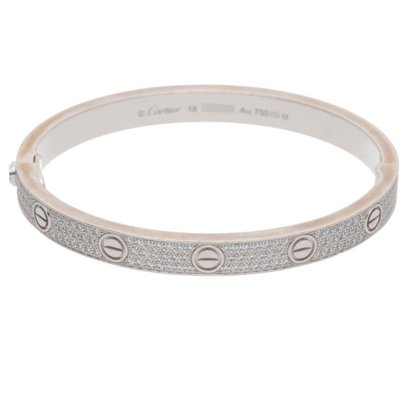 Cartier LOVE BRACELET Pave Diamond 18K WG Size ONE SIZE