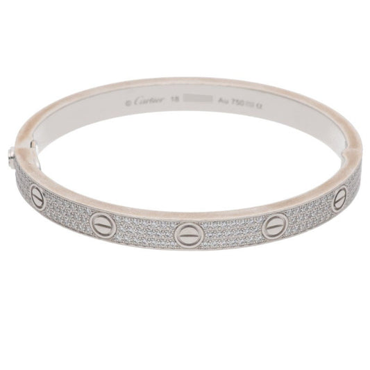 Cartier LOVE BRACELET Pave Diamond 18K WG Size ONE SIZE