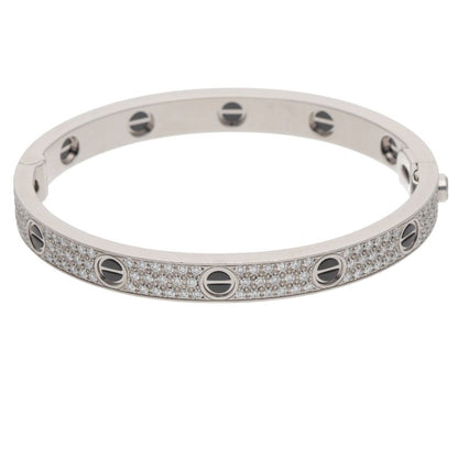 Cartier LOVE BRACELET 18K WG Ceramic Pave Size ONE SIZE