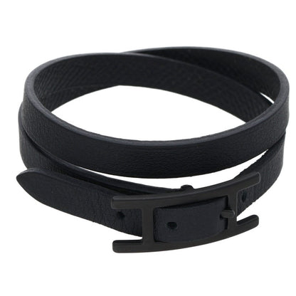 HERMES Behapi Double Tour H Bracelet Black Size ONE SIZE