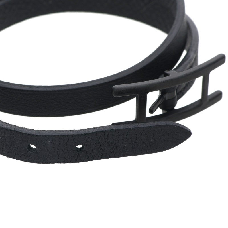 HERMES Behapi Double Tour H Bracelet Black Size ONE SIZE