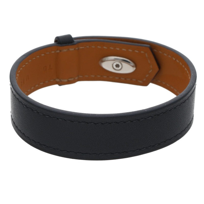 HERMES Panache U-Stamp Calf Leather Bracelet Black Size T5